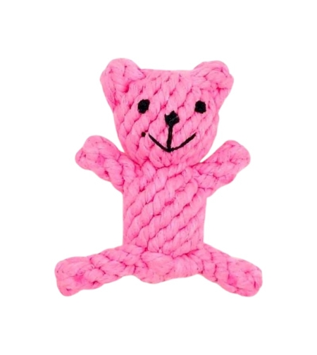 Въжена играчка за кучета с форма мече – 13см – 550599 - Розова