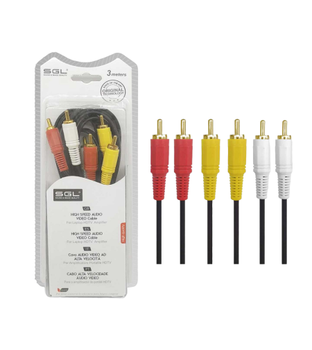 RCA кабел - 306A - 6 мъжки конектора - 3м - 096100