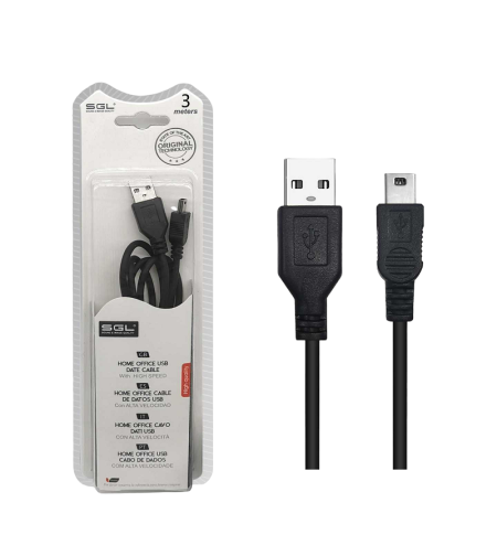 Кабел за прехвърляне на данни - Data - 3s - USB -A мъжки/USB мини мъжки - 3м - 097190