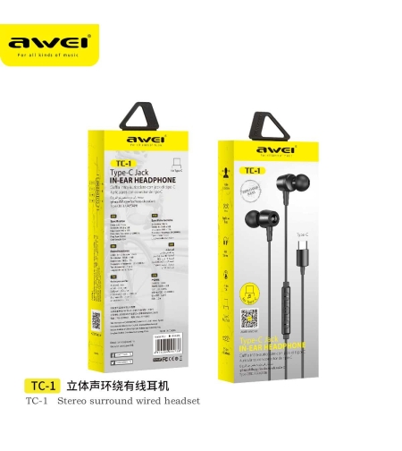 Слушалки с кабел - TC-1 - Type-C - AWEI - 015738