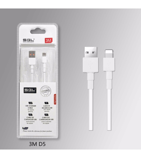 Кабел за зареждане и данни - USB към Lightning - 3м - D5 -194721