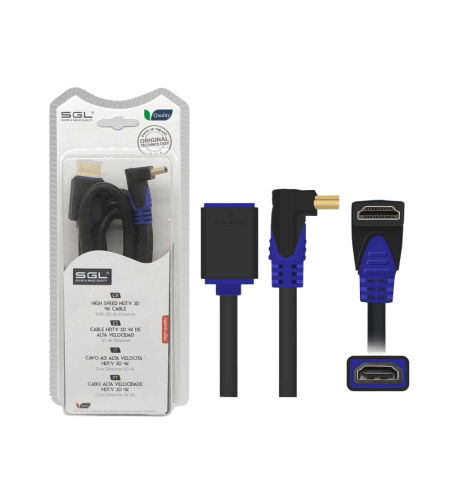 HDMI кабел с мъжки и женски конектор - Ъглов- 1592FC - 3м - 095257