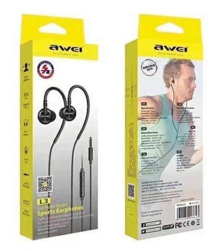 Слушалки с кабел - Ear-Hook - L3 - AWEI - 889107