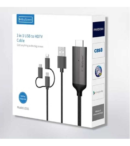 Кабел USB към HDTV - 3 в 1 - LD36 - Mirascreen - 884508
