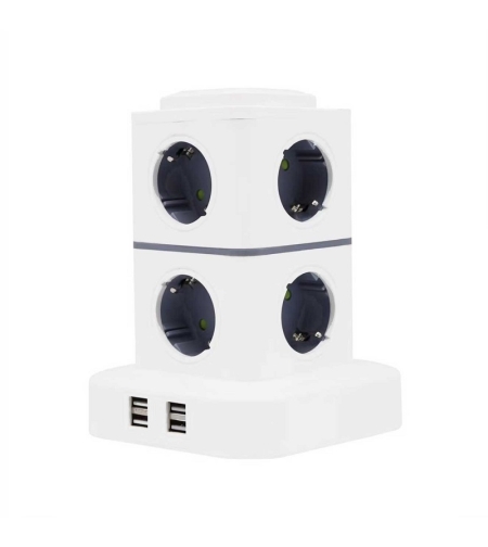 Вертикален разклонител с 8 гнезда - 4USB - RC-G8P - 008237