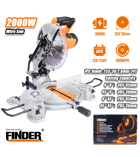 Настолен циркуляр за рязане на алуминий - 2000W - Finder - 197368
