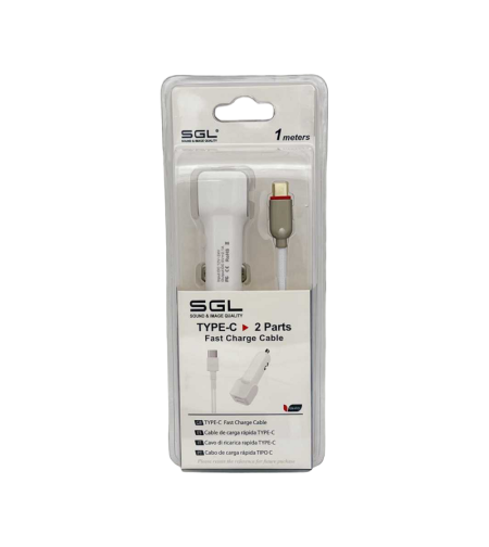 Зарядно за автомобилна запалка с 2 USB порта - TypeC - FA1-V2 - 1м - 099637