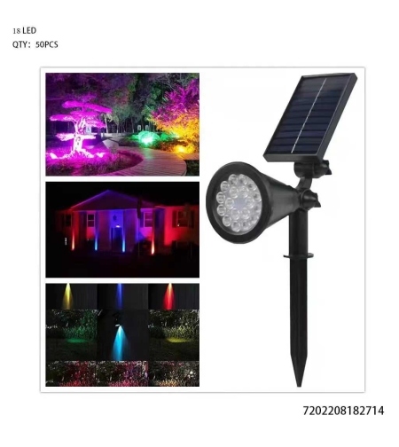 RGB LED соларна градинска лампа - 18LED - 182714