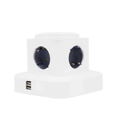 Вертикален разклонител с 4 гнезда - Шуко - 2USB - RC-G4P - 004130