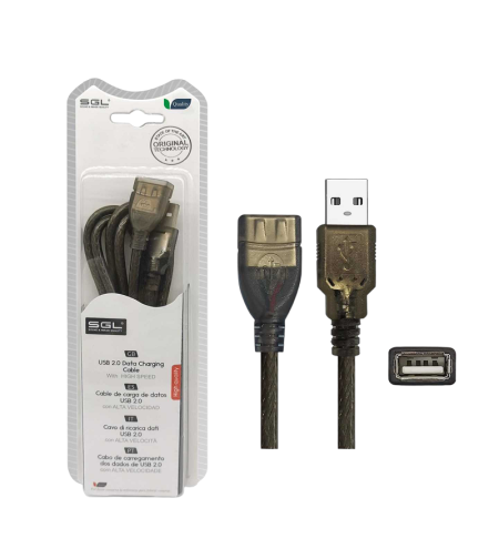 Кабел USB 2.0 - 4S01 - USB-A мъжки/USB-A женски - 5м - 097626