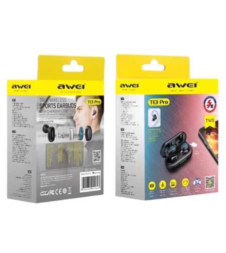 Безжични слушалки с калъф за зареждане - Bluetooth - T13 Pro - AWEI - 888681