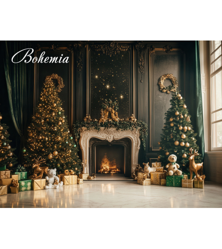 Коледен фон класическа стая 15