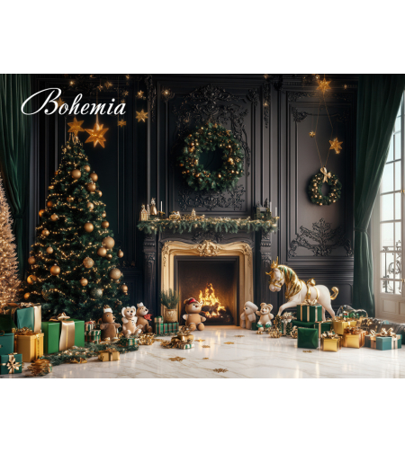 Коледен фон класическа стая 12