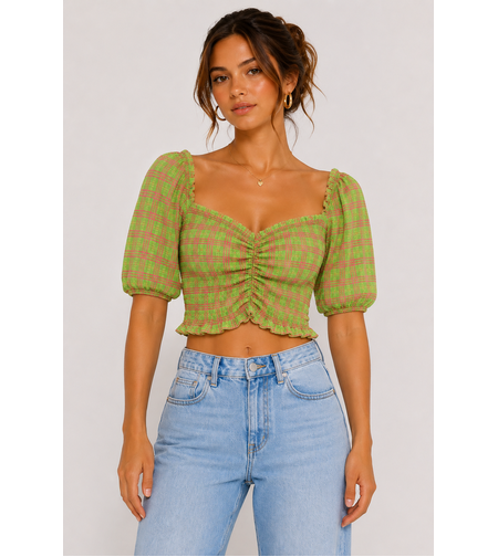 ASOS DESIGN кариран къс топ • EU 38