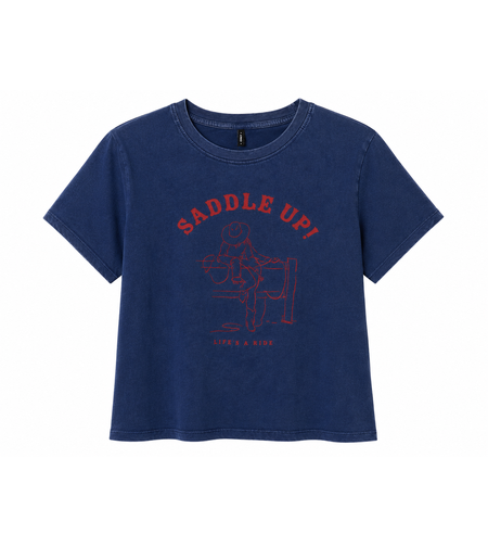 ONLY Тениска “Saddle Up!” • M Oversized