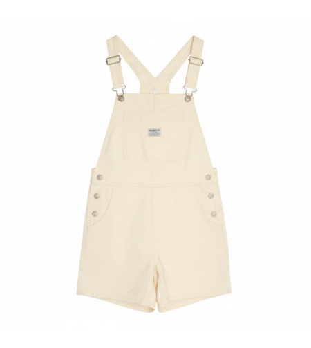 Levi’s Cream Denim Dungaree Shorts • XS