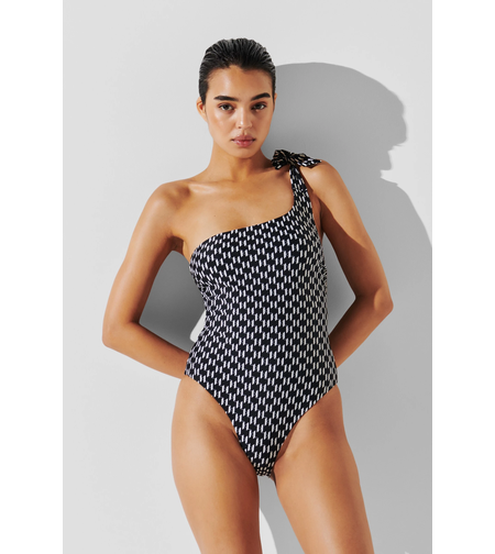 Karl Lagerfeld Monogram Tie Cheeky Swimsuit • S