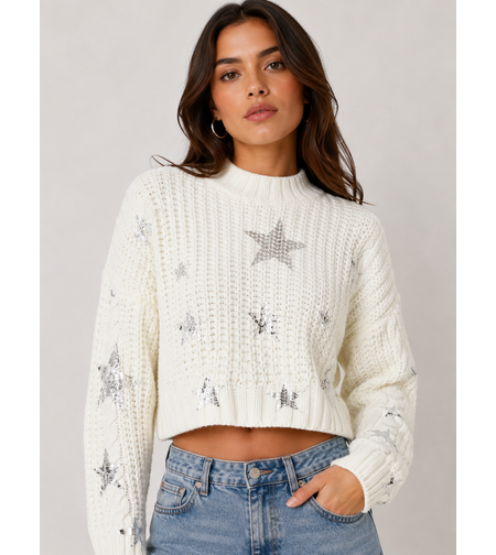Nasty Gal Cropped пуловер на звезди • M