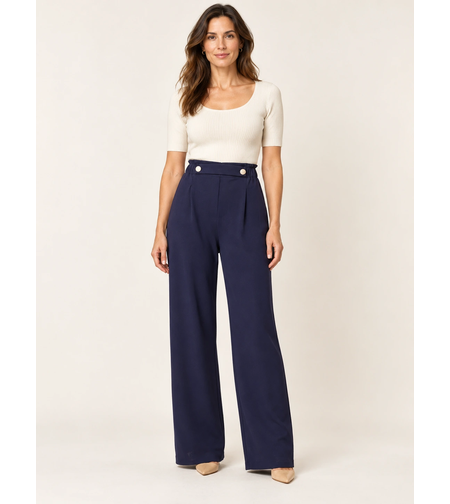ABOUT YOU тъмносин широк панталон М