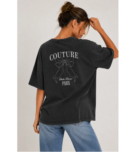 ONLY Черна тениска Couture • S Oversized