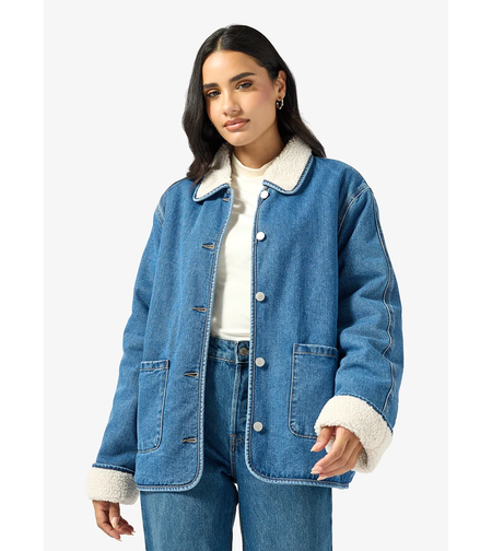 ONLY дънково яке с teddy подплата Oversized • M