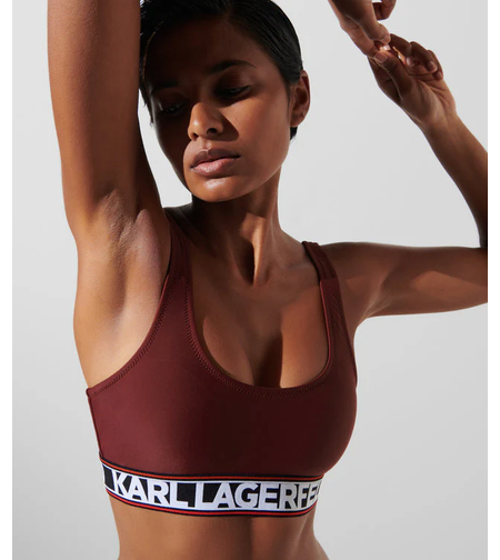 Karl Lagerfeld Elongated Logo Bikini Top • M