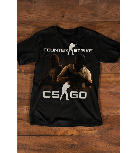 Черна тениска CS:GO Counter Strike с геймърски дизайн