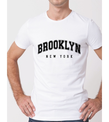 Тениска Brooklyn New York бяла тениска със щампа отпред надпис на brooklynф.