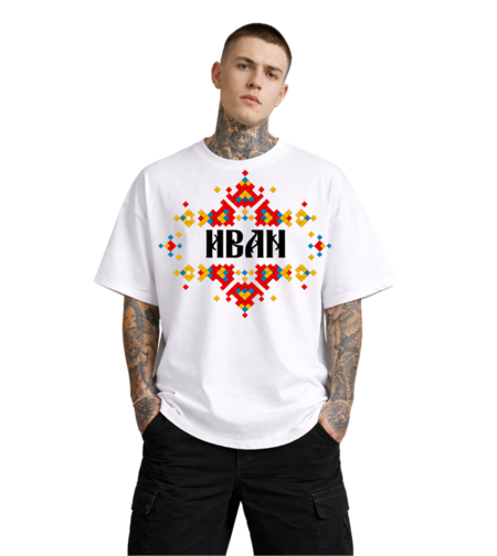 Oversized - Тениска с иван и шевица