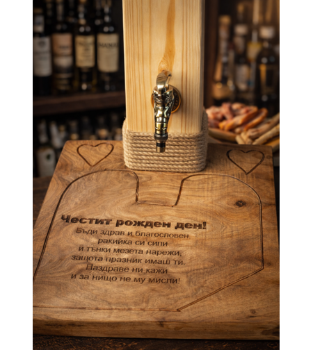 Дървен диспенсър за ракия с чешмичка – 3
