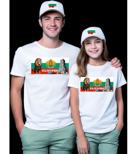 бяла тениска с надпис българия - Тениски за двойки.