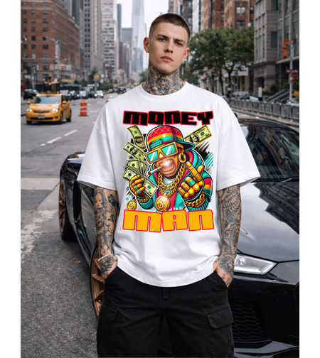 Oversized - Тениска с контрастна щампа