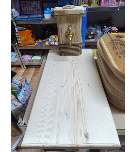 Дървен диспенсър за ракия с метална чешмичка и декоративно въже, опция за гравиране