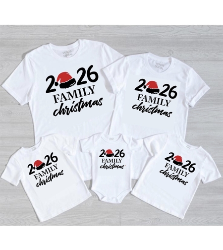 бяла Коледна тениска за цялото семейство.