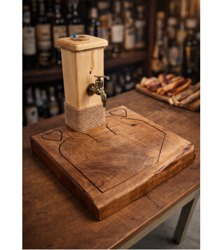 Дървен диспенсър за ракия с чешмичка – 3