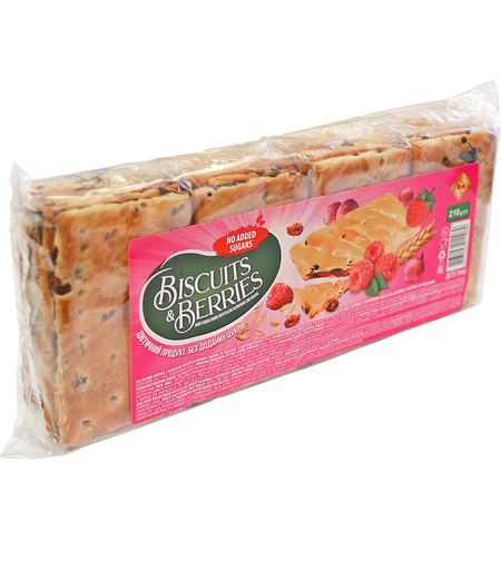 Бисквити Biscuits & Berries с малини и стафиди 210 г (Украйна)