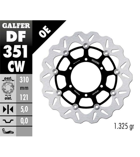 Плаващ преден спирачен диск Galfer WAVE FLOATING COMPLETE (C. ALU.) 310x5mm DF351CW
