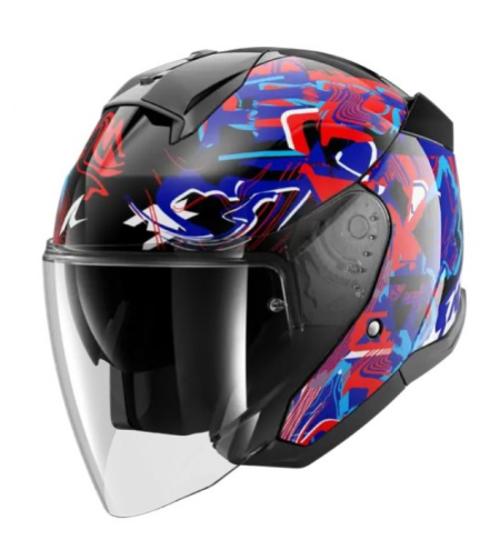 Каска за скутер SHARK SKWAL JET PRANZ Mat Black/Blue/Red