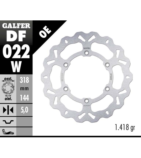 Преден спирачен диск Galfer WAVE FIXED  DISC WAVE FIXED 318x5mm DF022W