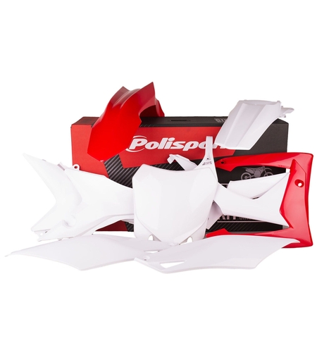 Пластмасов MX кит POLISPORT за HONDA CRF250R - 2014-17 / CRF450R - 2012-16 White/Red ОЕМ