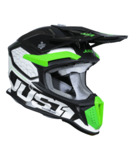 Mотокрос каска Just1 J-18 F Hexa Green Fluo/White/Titanium
