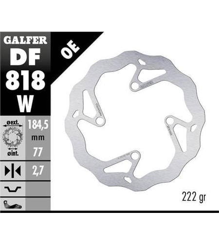 Преден спирачен диск Galfer WAVE FIXED 185x2,7mm DF818W