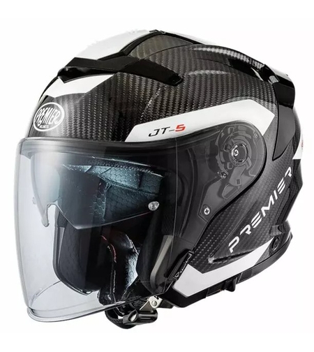 Скутерова каска Premier JT5 Carbon MA 8 BLACK/WHITE