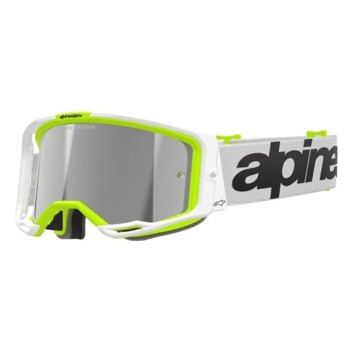 Мотокрос очила ALPINESTARS VISION 8 WORDMARK WHITE YLLW FLUO Mirror SILVER