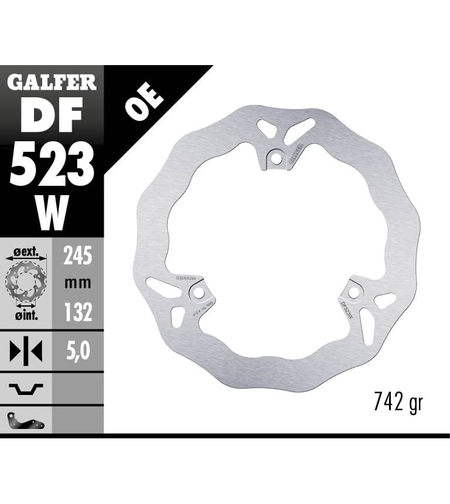 Заден спирачен диск Galfer WAVE FIXED 245x5mm DF523W