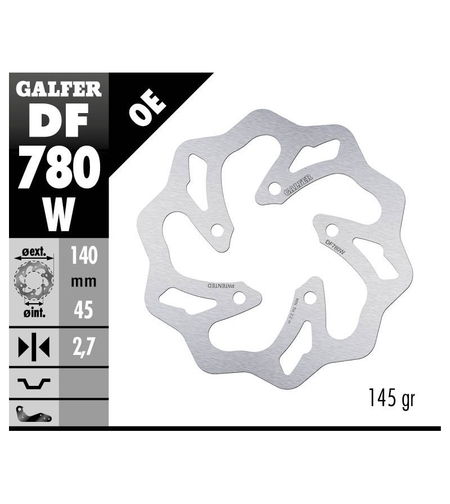 Заден спирачен диск Galfer WAVE FIXED  DISC WAVE FIXED 140x2,7mm DF780W