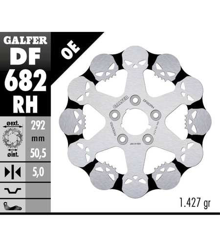 Заден спирачен диск Galfer WAVE SKULL DESIGN FIXED 292x5mm DF682RH