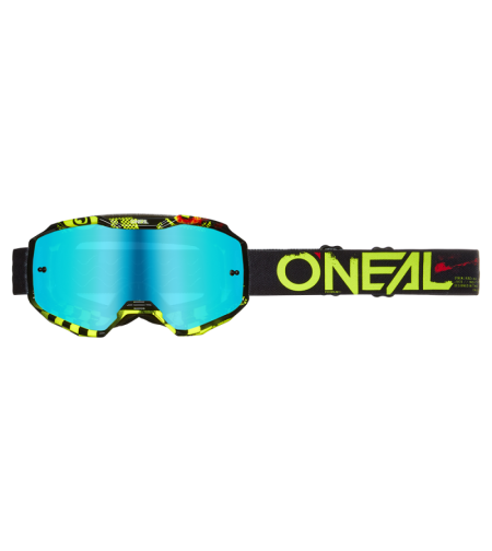 Мотокрос очила O'NEAL B-10 ATTACK BLACK/NEON YELLOW - RADIUM BLUE V.24