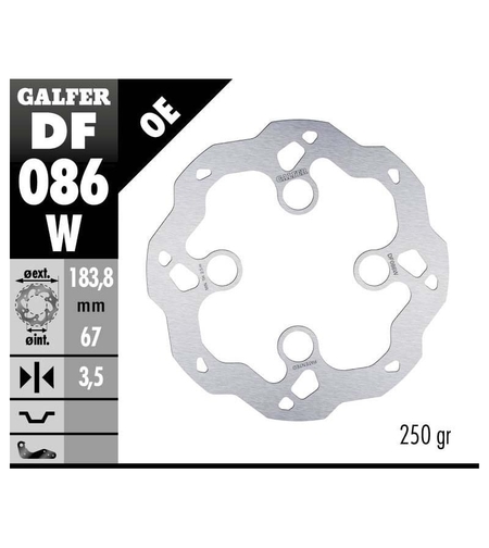 Преден спирачен диск Galfer WAVE FIXED 183.8x3mm DF086W