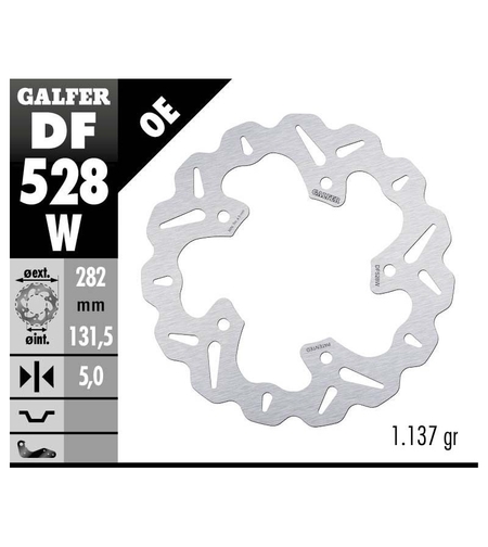 Заден спирачен диск Galfer WAVE FIXED 282x5mm DF528W